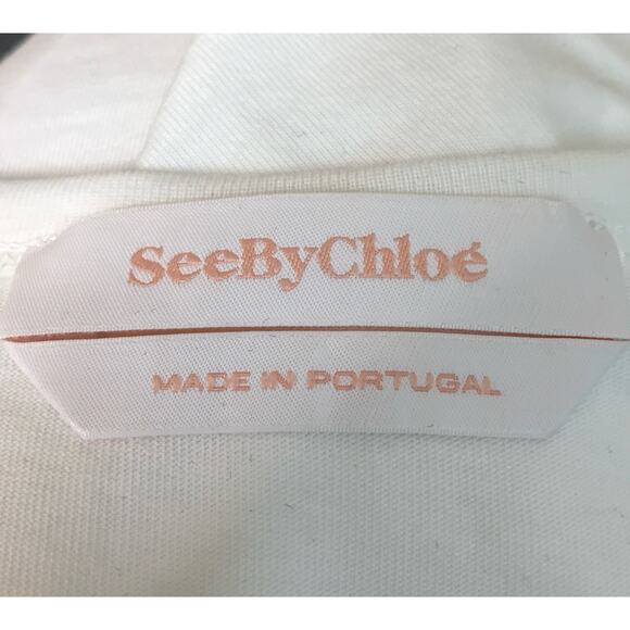 See By Chloe Size 36 White Cold Shoulder Floral Lace Ruffle Tank Top Romantic - Picture 14 of 16